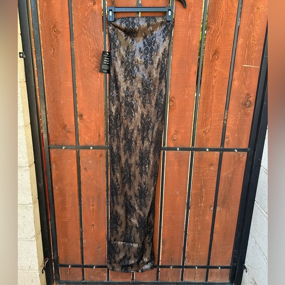 RETROFETE Zaina Black Sequin lace Strapless Gown size XS New - Picture 2 of 11